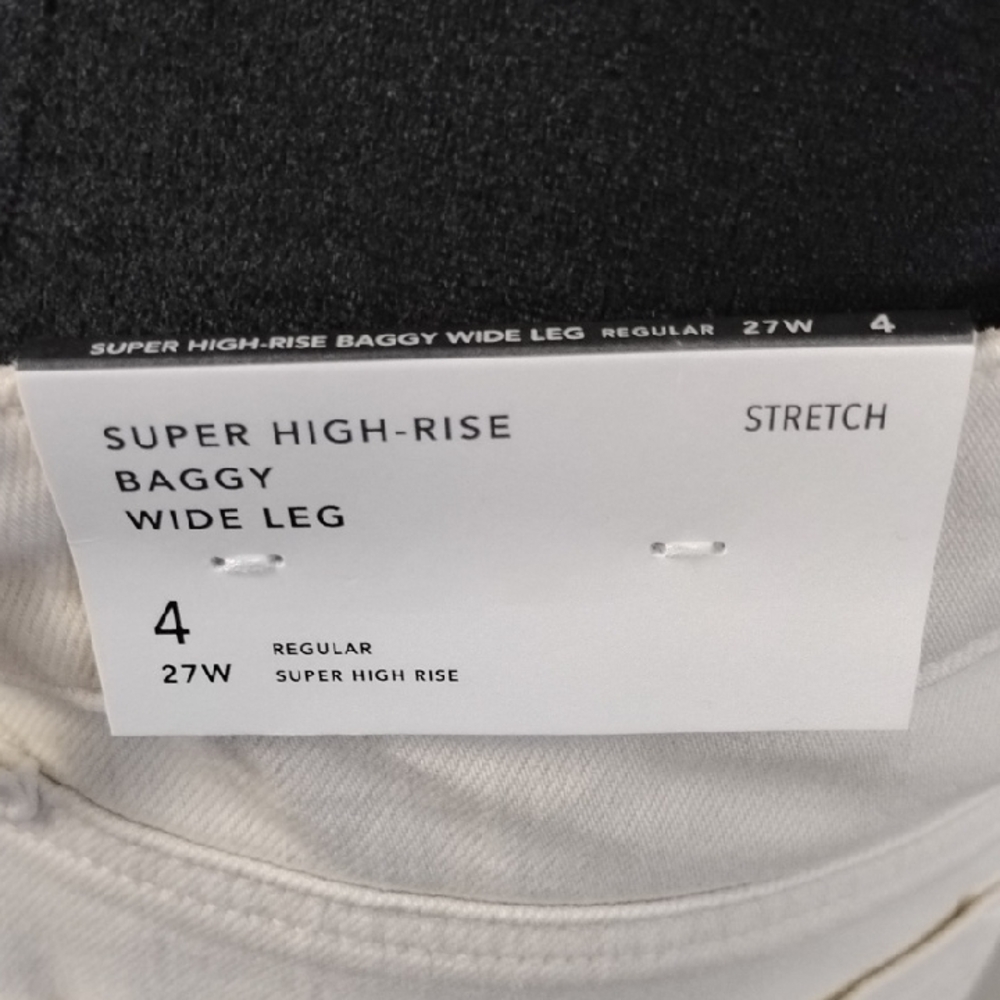 American Eagle Outfitters Cream Super High-Rise Baggy Wide Leg Jeans, Sz 4 - Picture 3 of 11